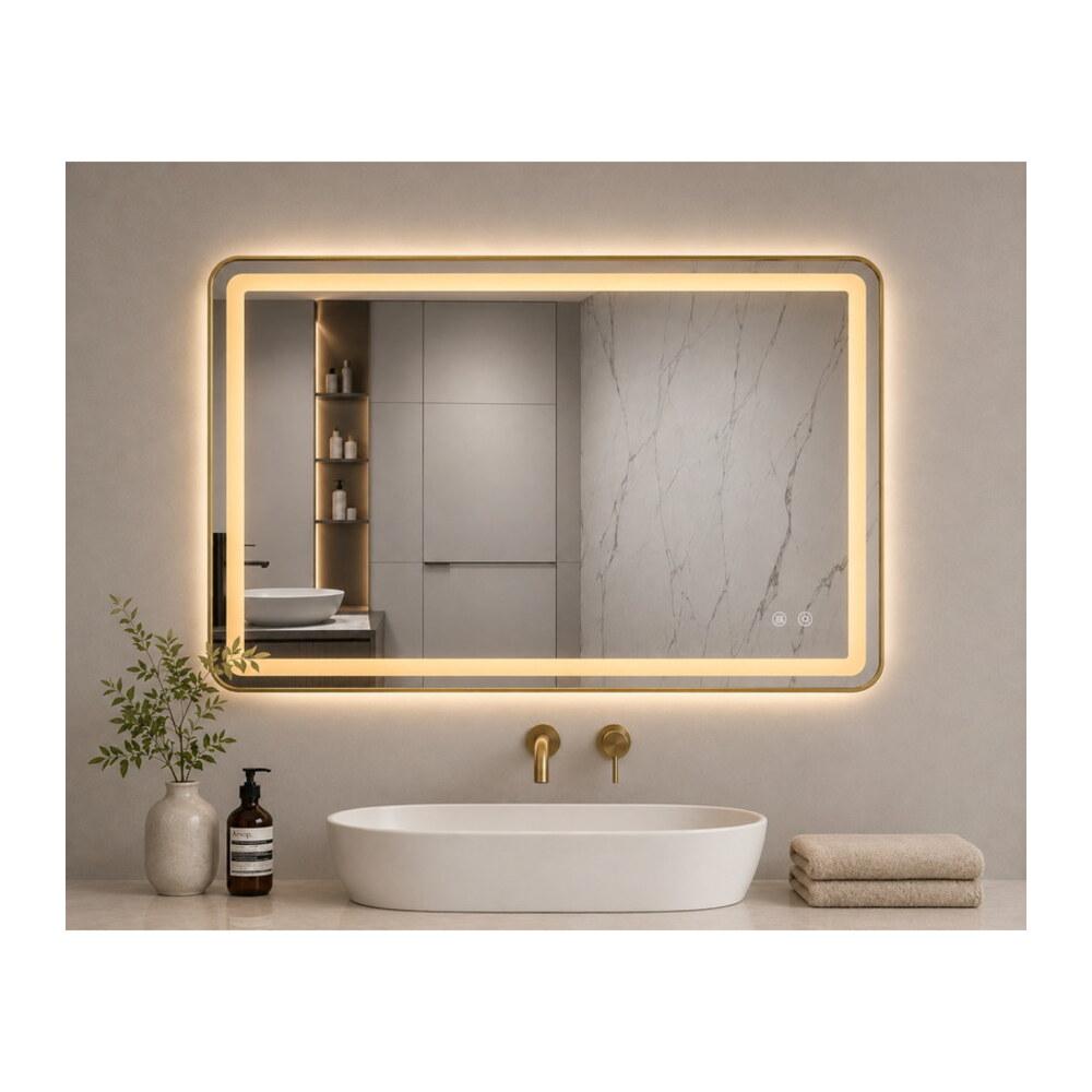 LED Зеркало 100*80 золотистый алюминий три цвета с подогревом K114G-100 — VERITA, купить в Казахстане