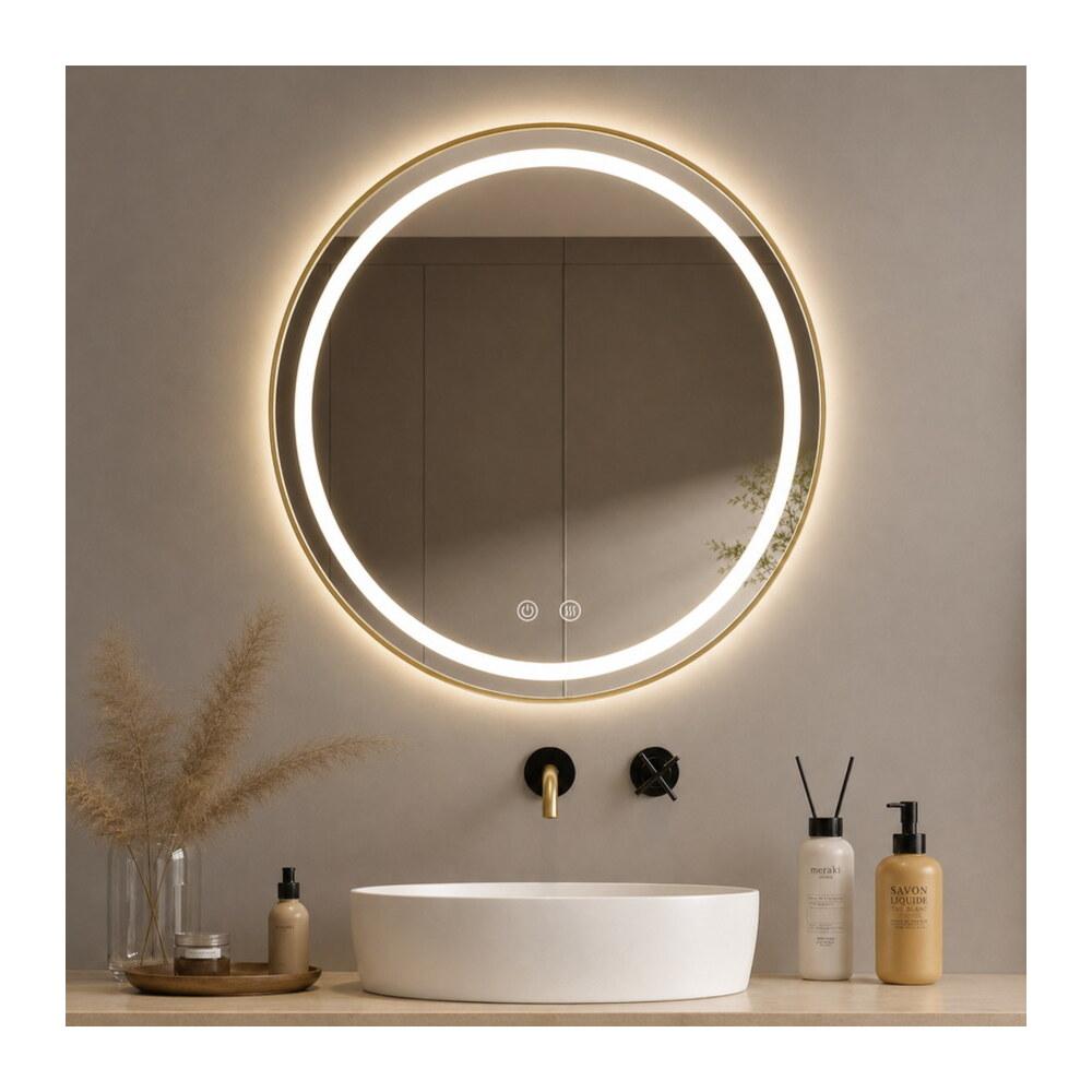 LED Зеркало 60*60 золотистый алюминий три цвета с подогревом K315G-60 — VERITA, купить в Казахстане