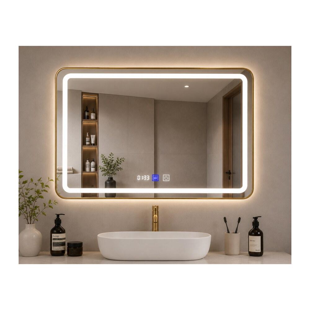 LED Зеркало 100*80 золотистый алюминий три цвета с подогревом K104G-100 — VERITA, купить в Казахстане