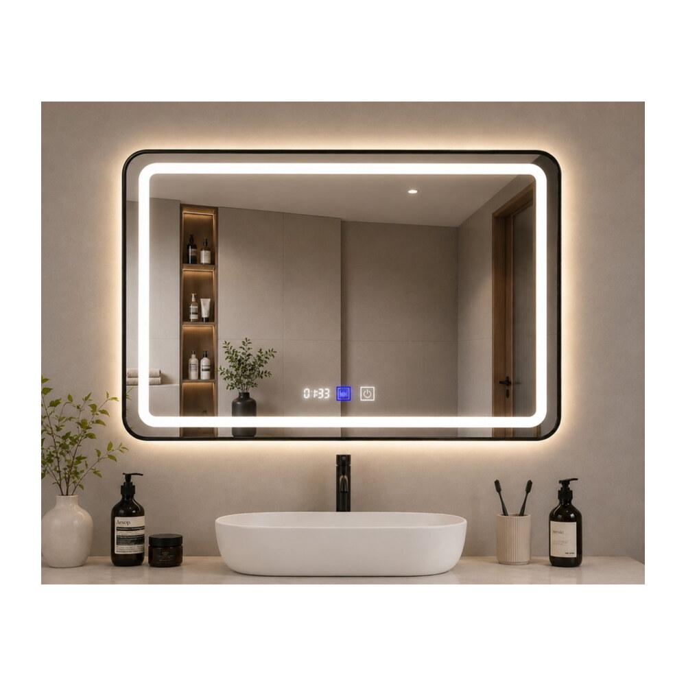 LED Зеркало 80*60 черный алюминий три цвета с подогревом K104B-80 — VERITA, купить в Казахстане